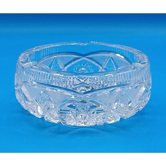 Heavy American Brilliant ABP  Hollywood Regency 6 X 6 Cut Lead Crystal Ashtray - Picture 15 of 16